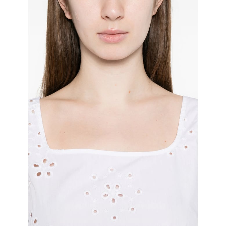 sleeveless square-neck cotton top white by Selfnex