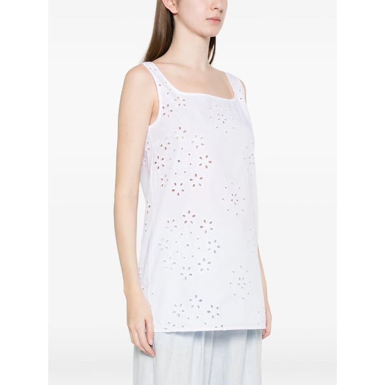 sleeveless square-neck cotton top white by Selfnex