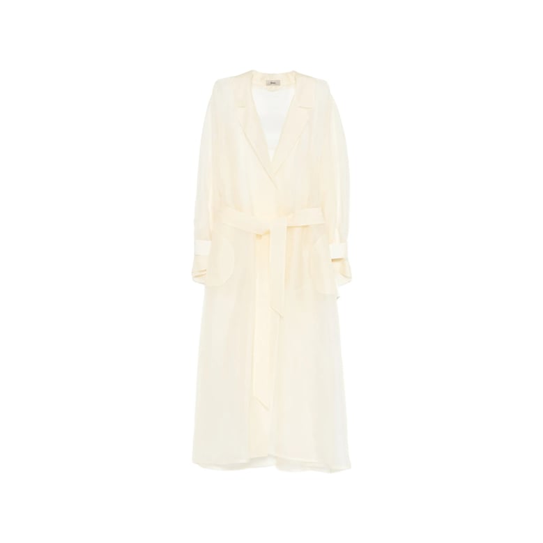 beige coat with classic lapels by Selfnex