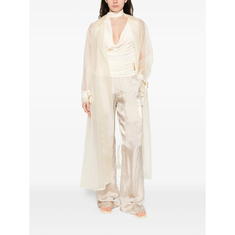 beige coat with classic lapels by Selfnex