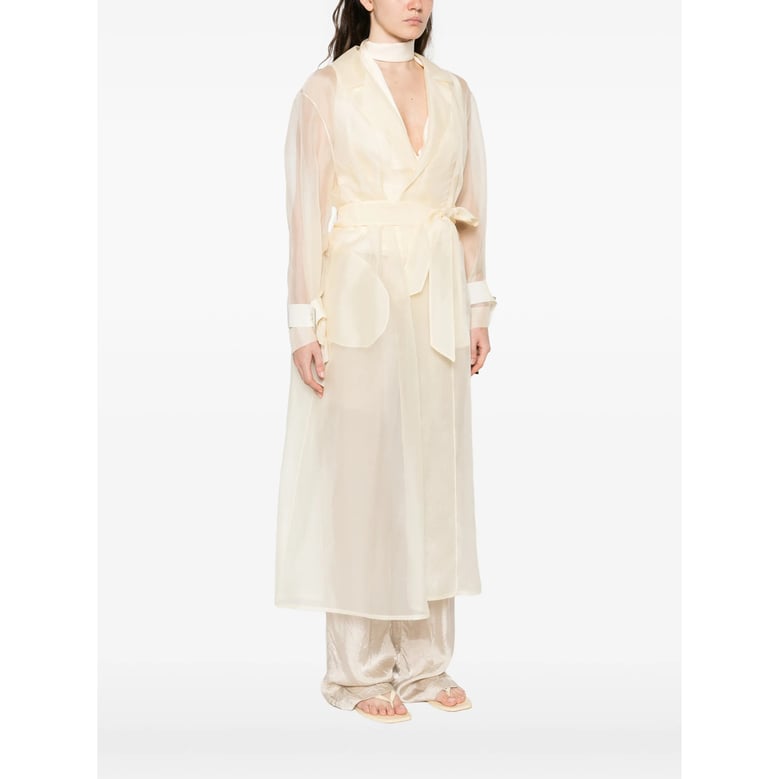 beige coat with classic lapels by Selfnex