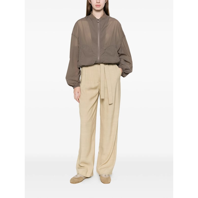 trousers beige belted straight leg by Selfnex