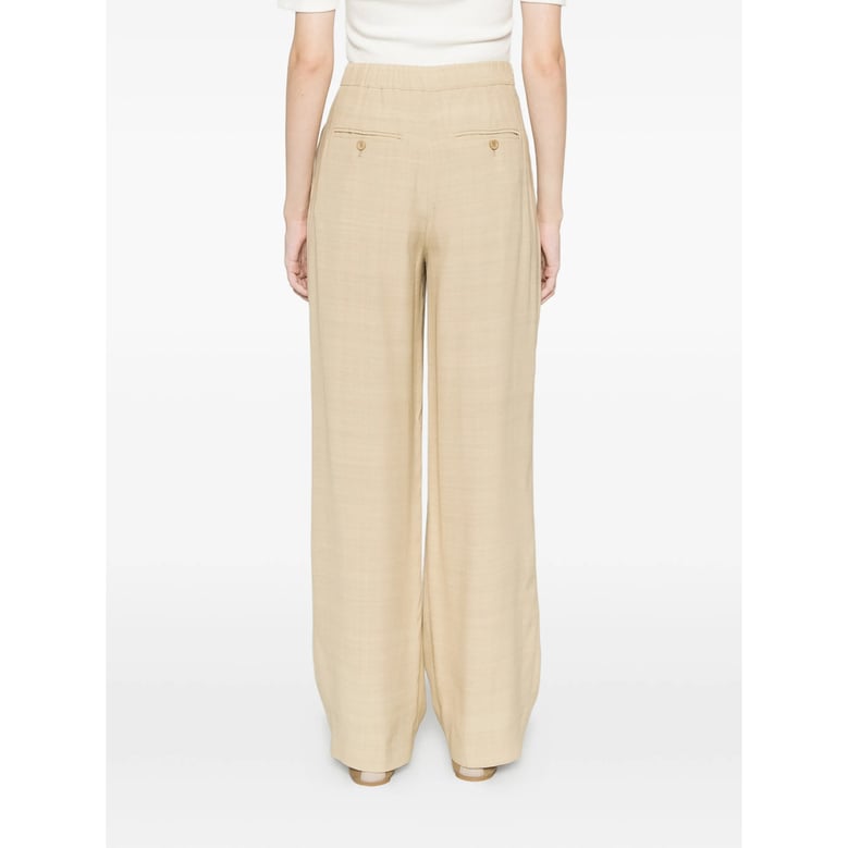 trousers beige belted straight leg by Selfnex