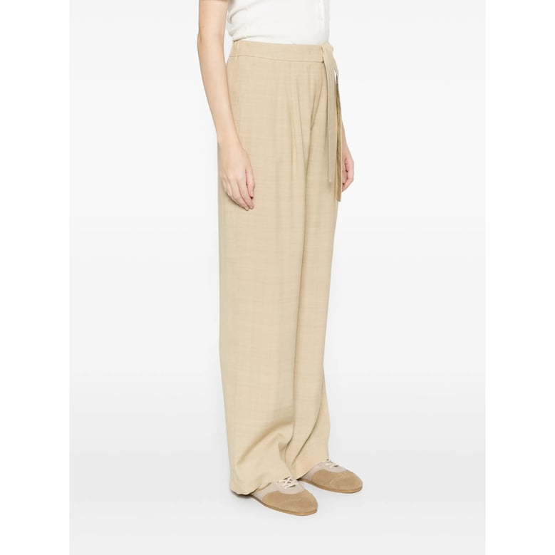 trousers beige belted straight leg by Selfnex