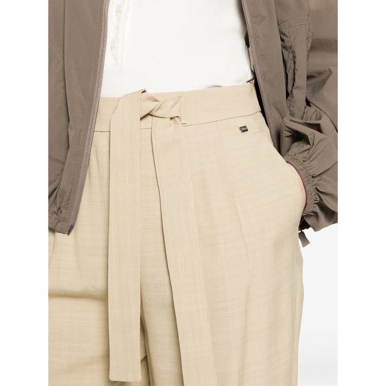 trousers beige belted straight leg by Selfnex