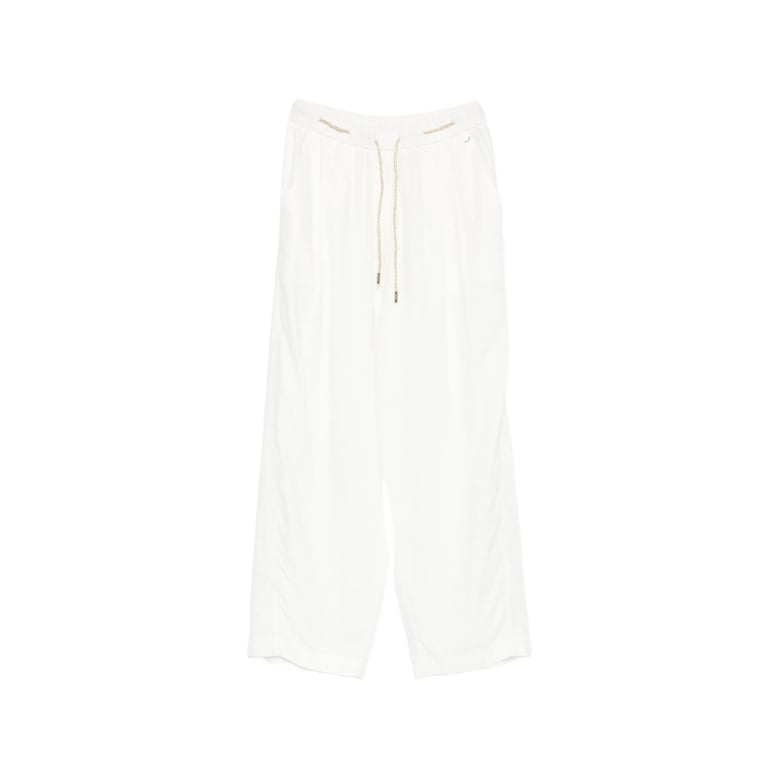trousers drawstring straight-leg white by Selfnex