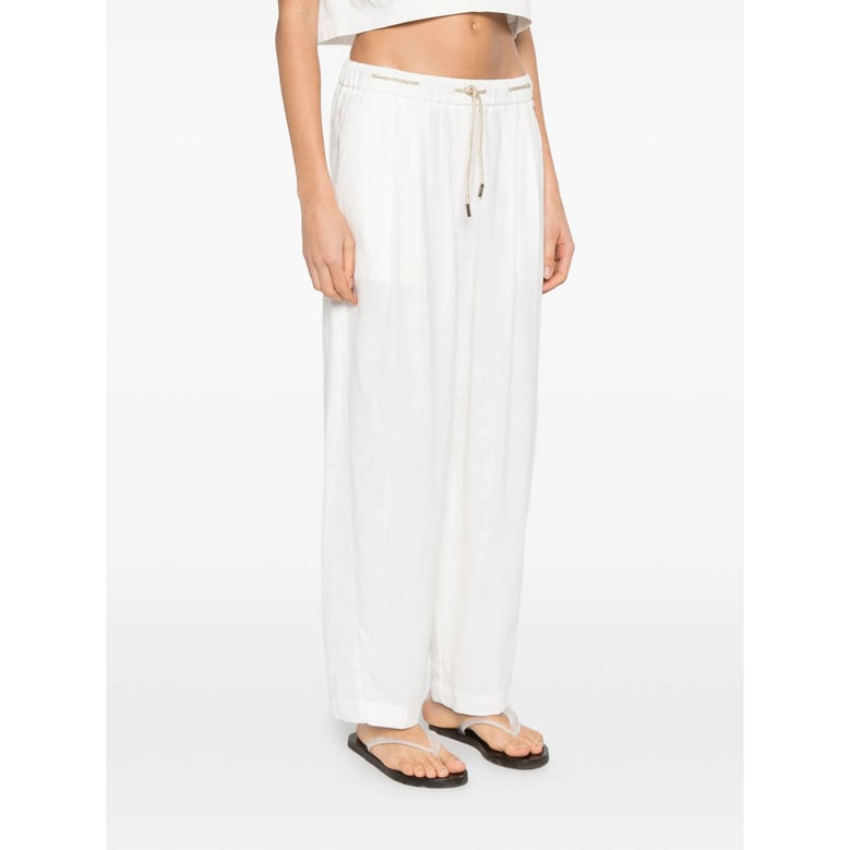 trousers drawstring straight-leg white by Selfnex