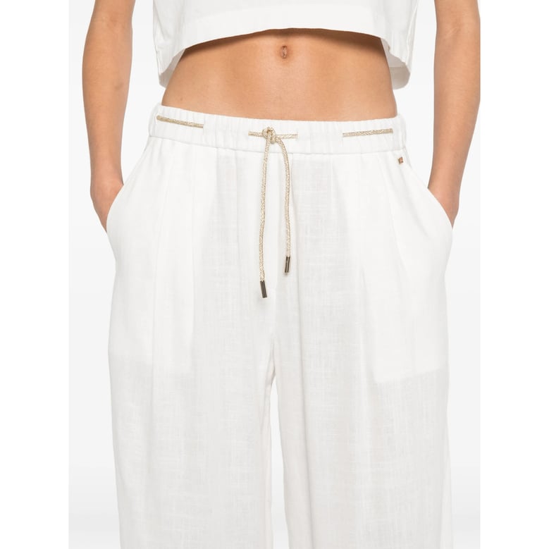 trousers drawstring straight-leg white by Selfnex