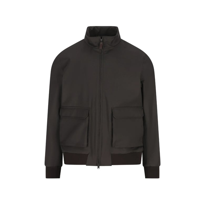 brown zip-fastening bomber jacket by Selfnex