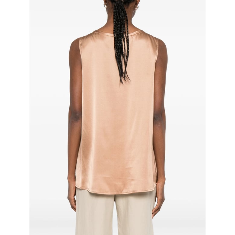beige scoop neck sleeveless top by Selfnex