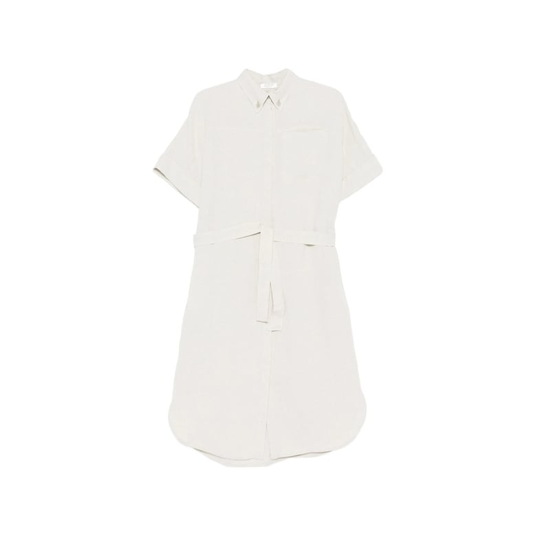 belted waist dress with chest pocket by Selfnex