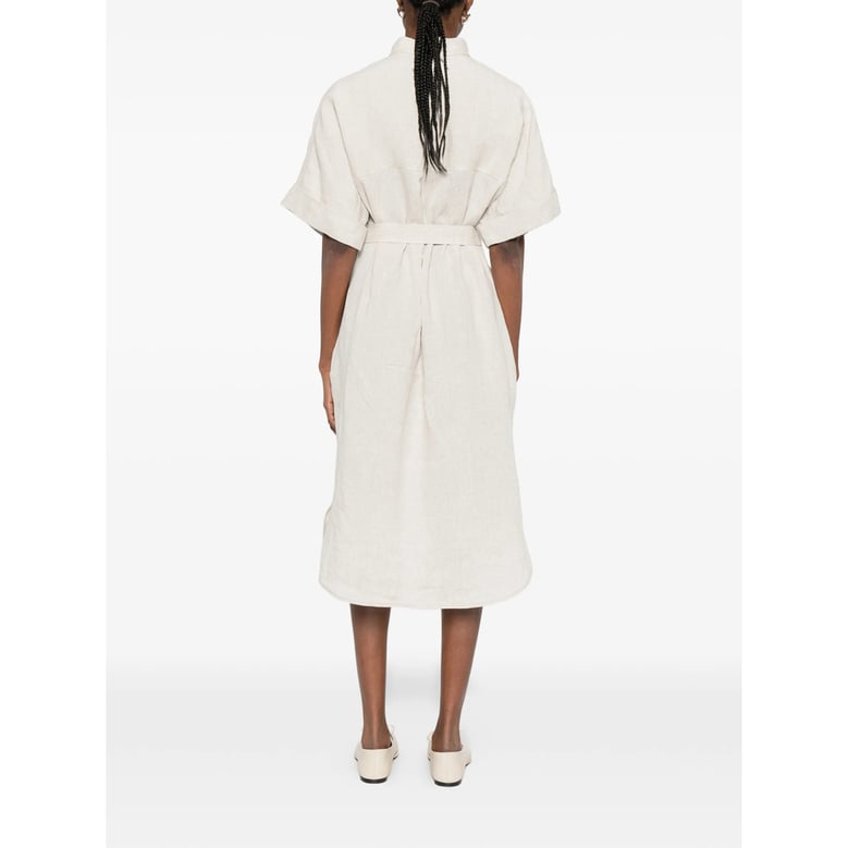 belted waist dress with chest pocket by Selfnex