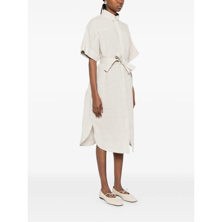 belted waist dress with chest pocket by Selfnex