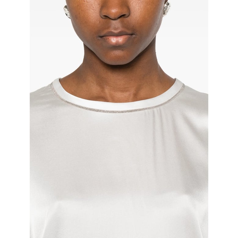 round neck silk sweater by Selfnex