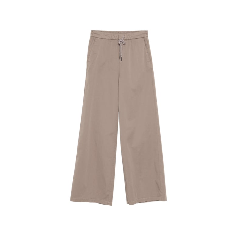 brown wide leg trousers with drawstring by Selfnex