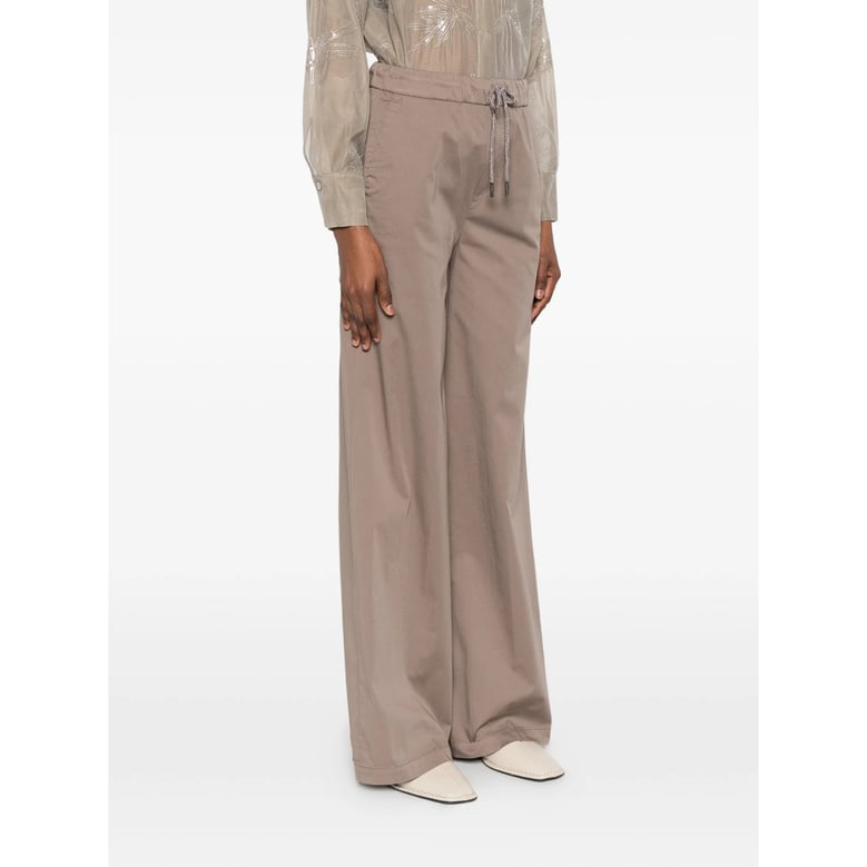 brown wide leg trousers with drawstring by Selfnex