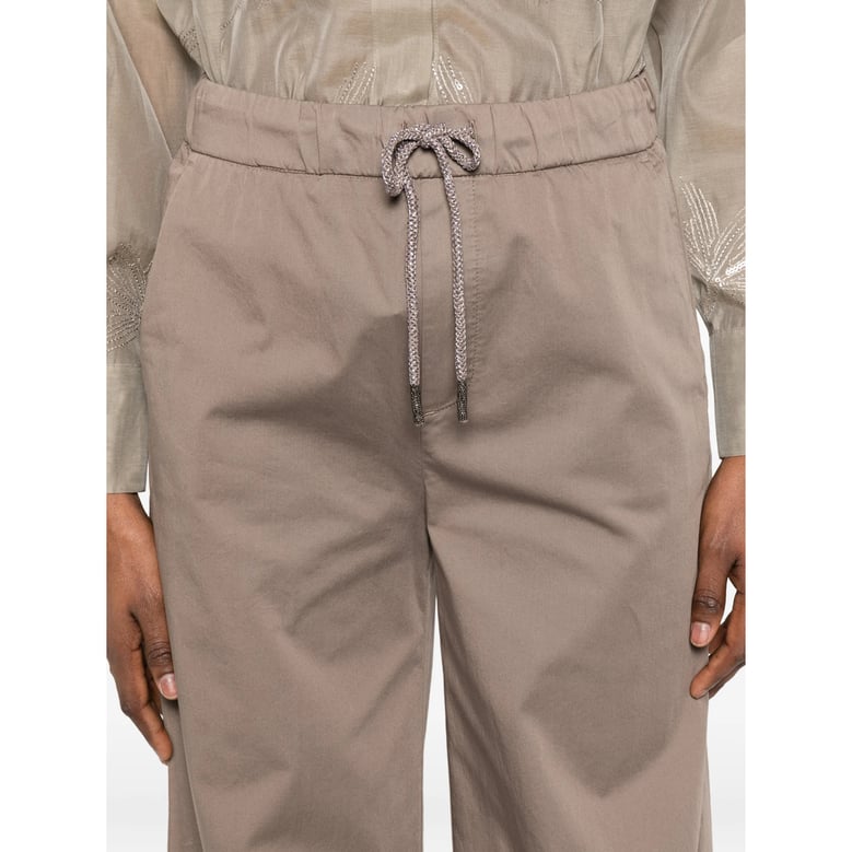 brown wide leg trousers with drawstring by Selfnex