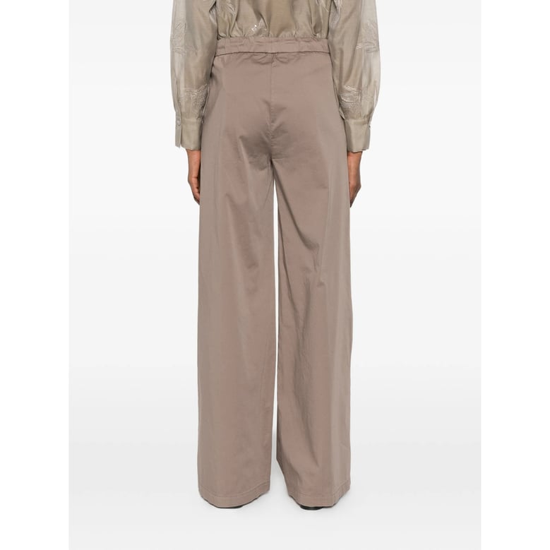 brown wide leg trousers with drawstring by Selfnex