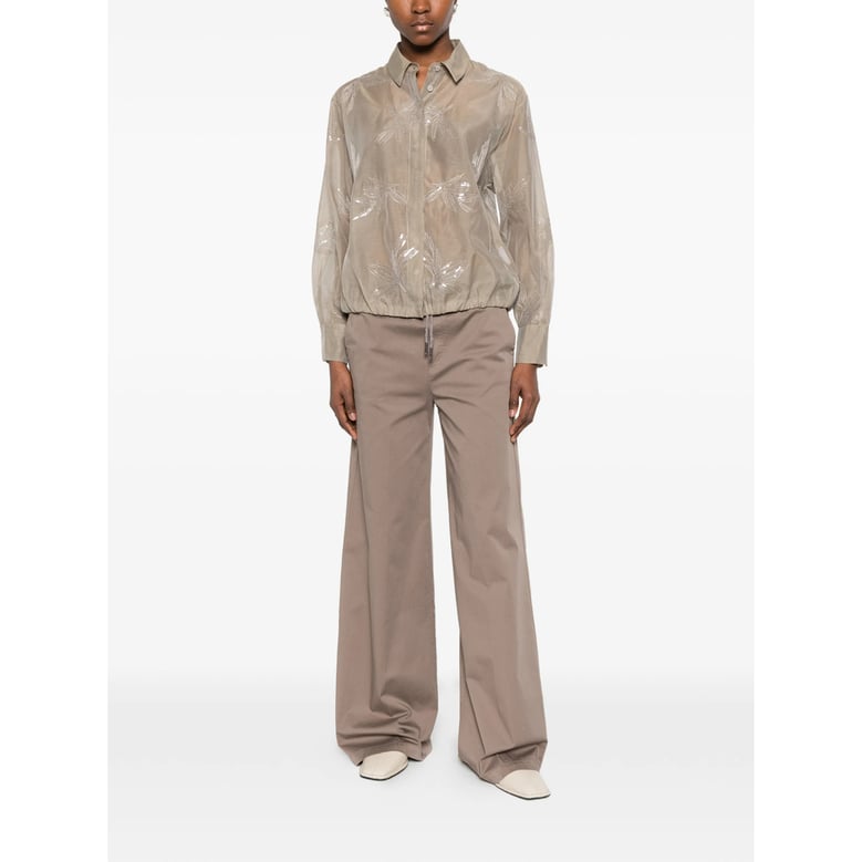 brown wide leg trousers with drawstring by Selfnex