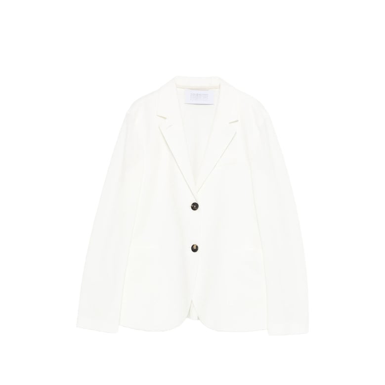 white jacket with notched lapels by Selfnex