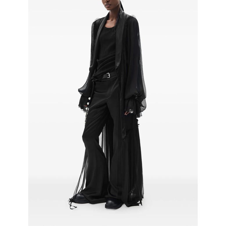 flared trousers black satin by Selfnex