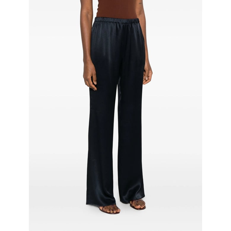 navy blue wide leg trousers by Selfnex
