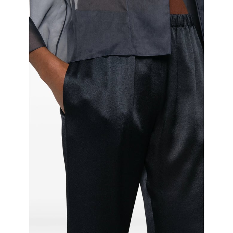 navy blue wide leg trousers by Selfnex