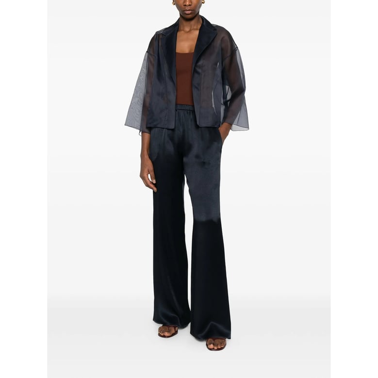 blue semi-sheer jacket with notched lapels by Selfnex