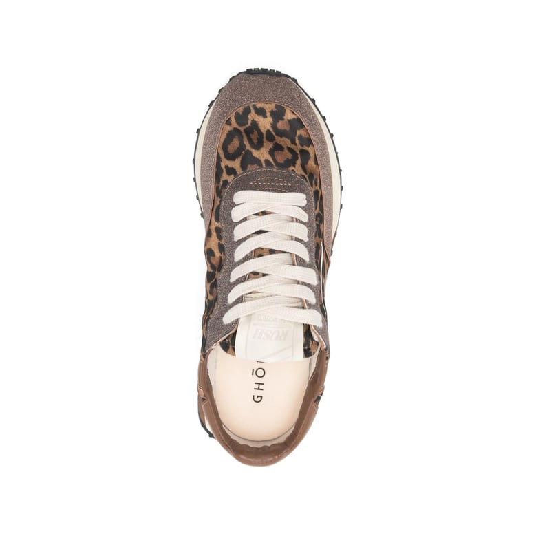 chestnut brown leopard print lace-up shoes by Selfnex