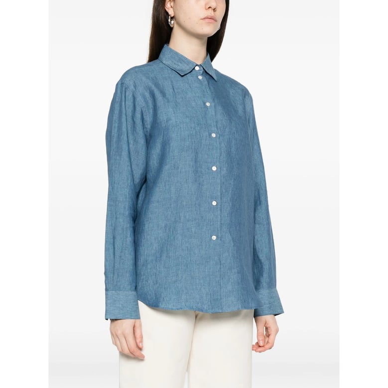 blue front button fastening shirt by Selfnex