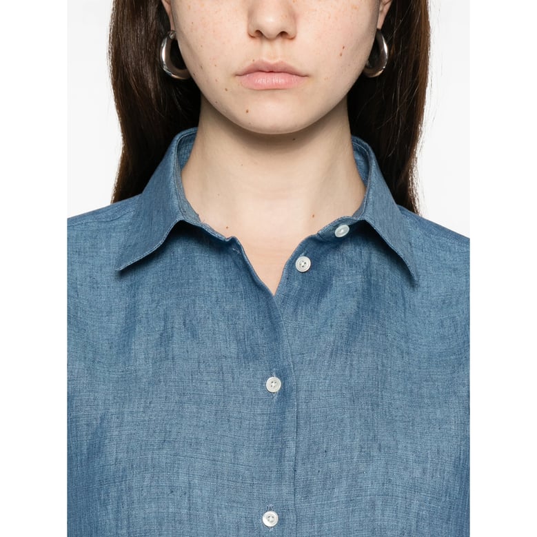 blue front button fastening shirt by Selfnex