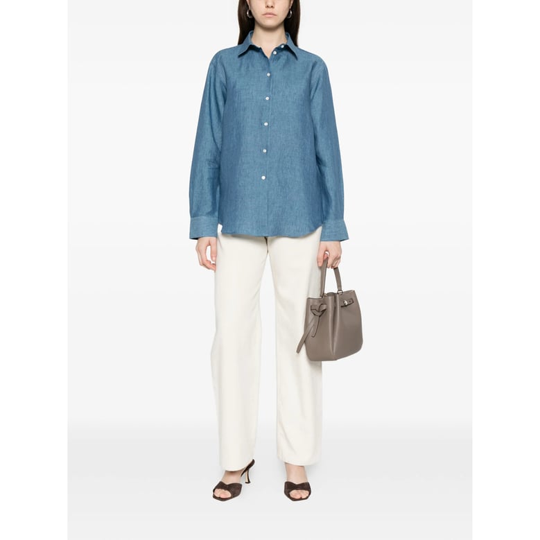 blue front button fastening shirt by Selfnex