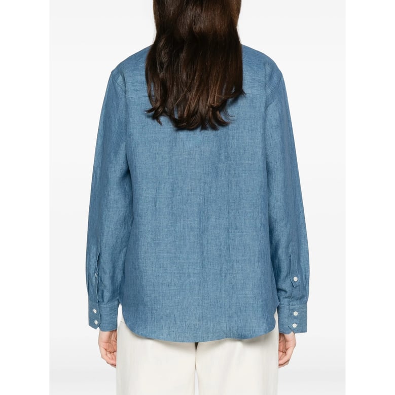 blue front button fastening shirt by Selfnex