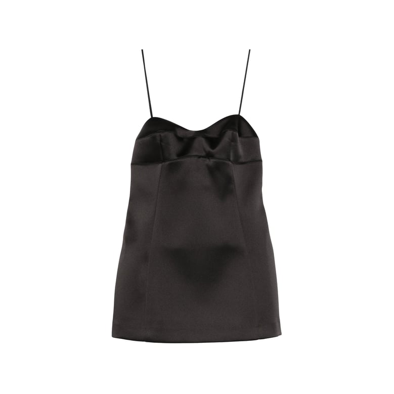 black fitted top with thin straps by Selfnex
