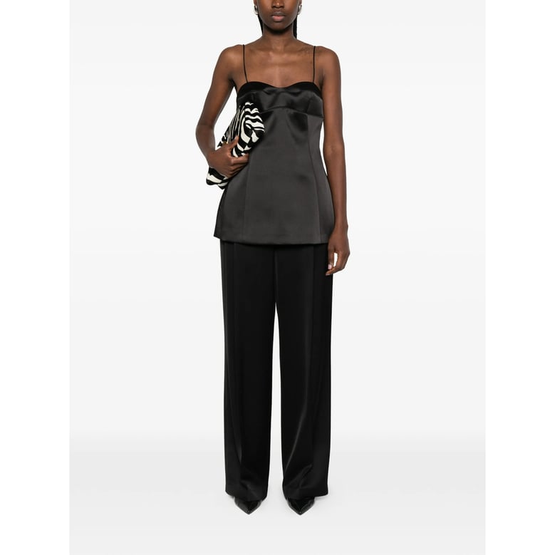 black fitted top with thin straps by Selfnex