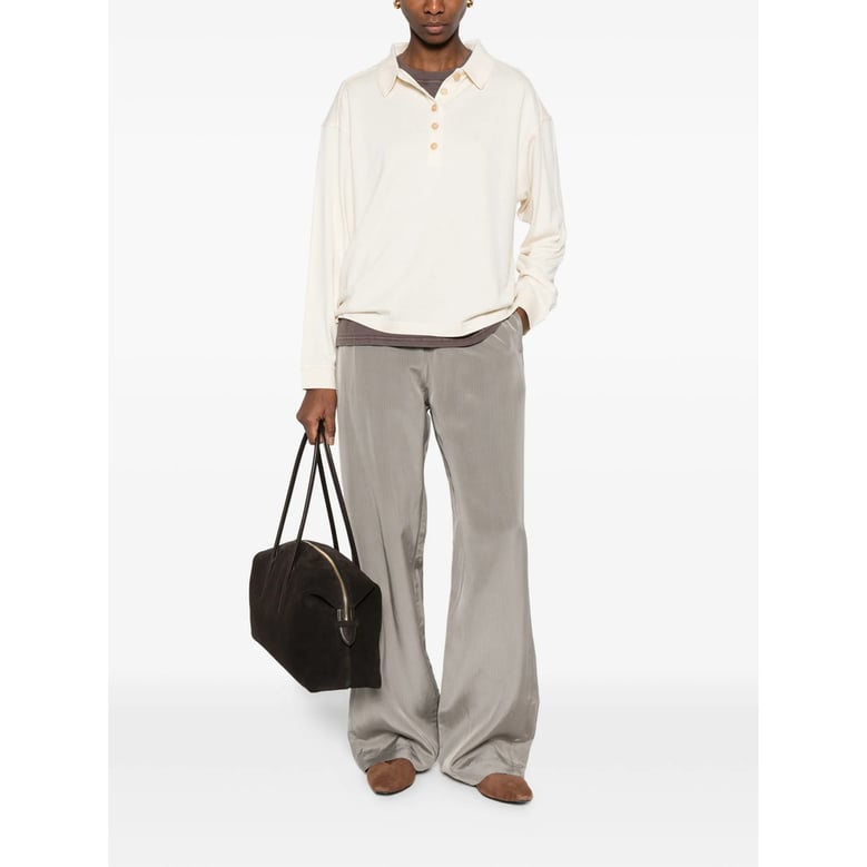 light grey striped wide leg trousers by Selfnex