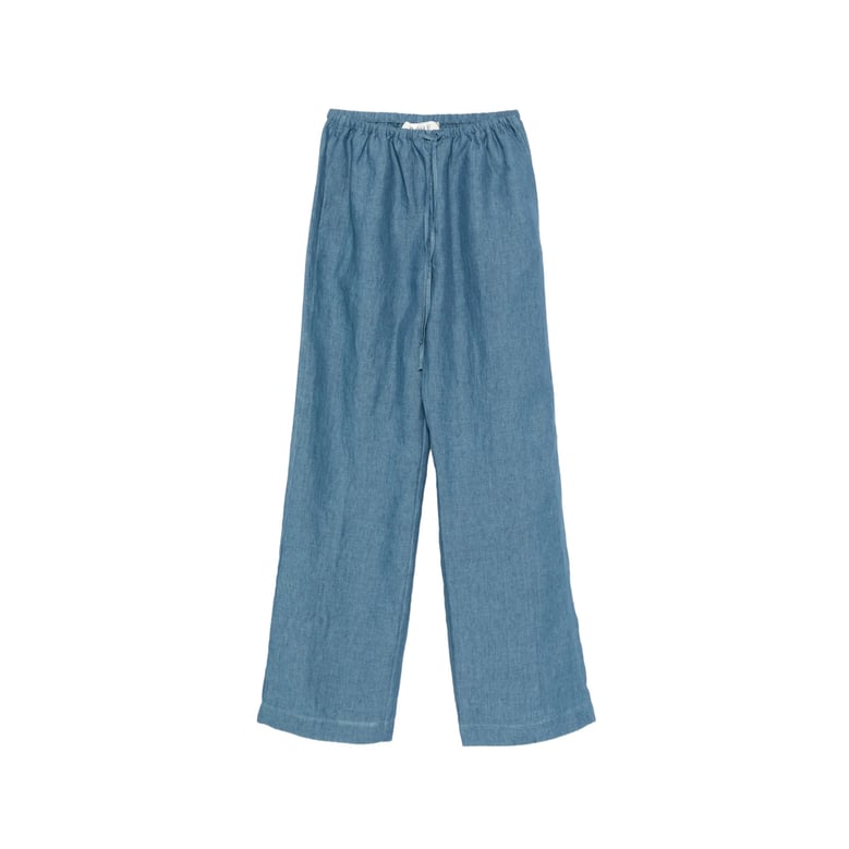 ocean blue straight leg trousers by Selfnex