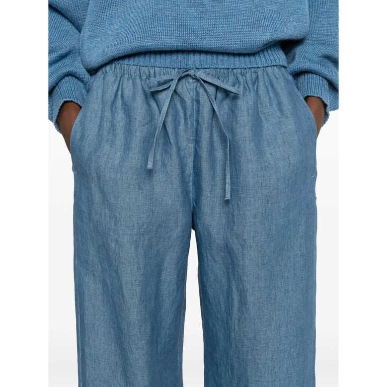 ocean blue straight leg trousers by Selfnex