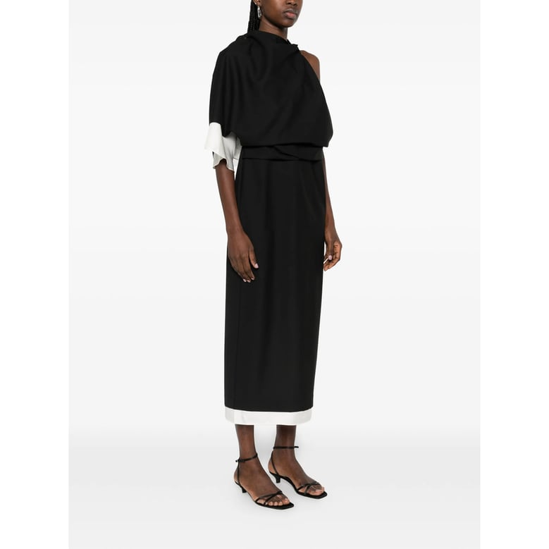 one-shoulder draped dress by Selfnex