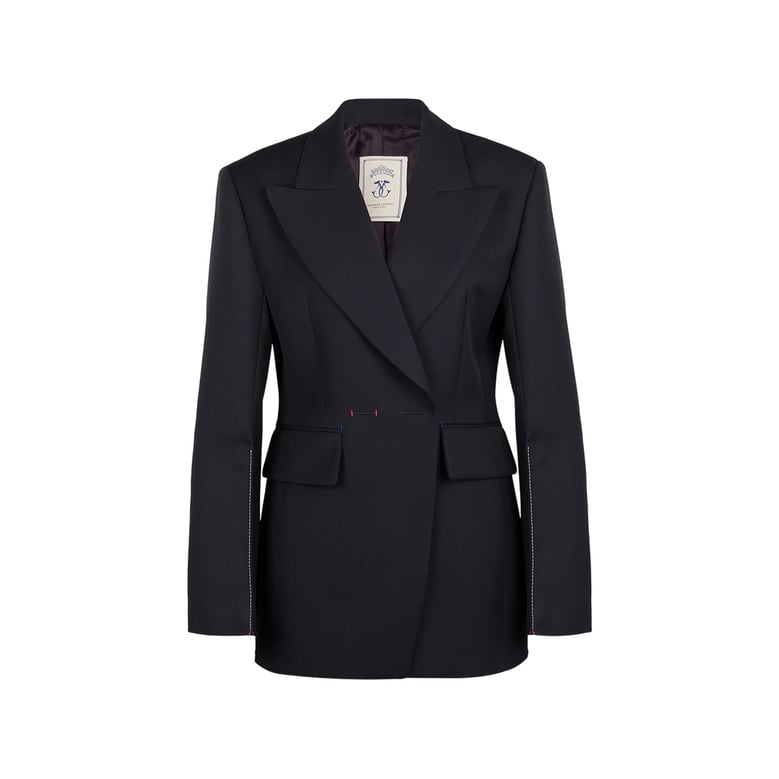 double-breasted blazer with notched lapels by Selfnex
