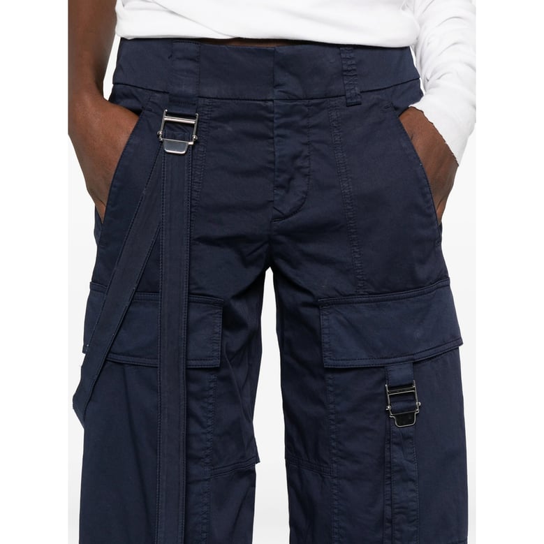 navy blue pants with strap detail by Selfnex
