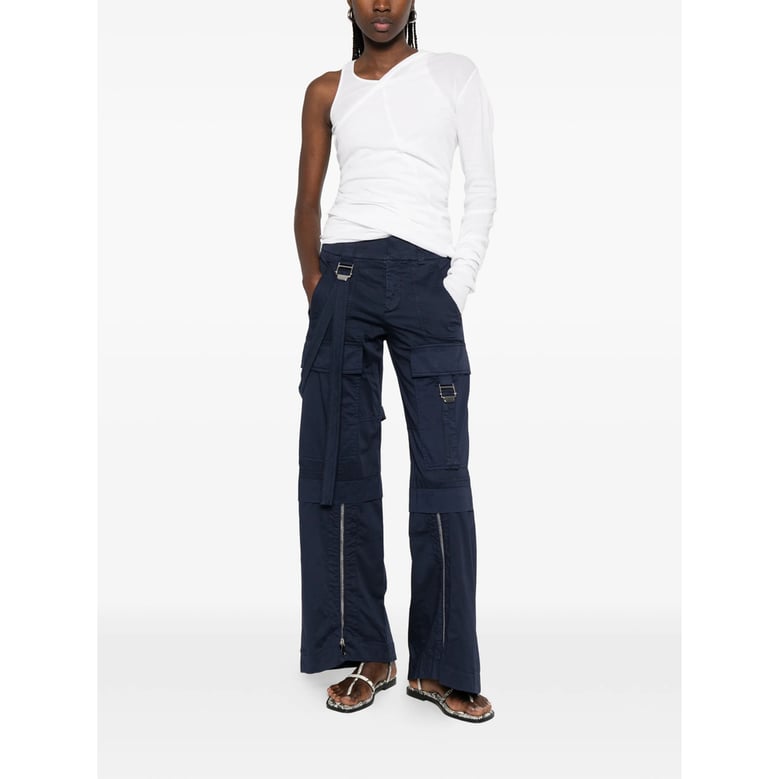 navy blue pants with strap detail by Selfnex