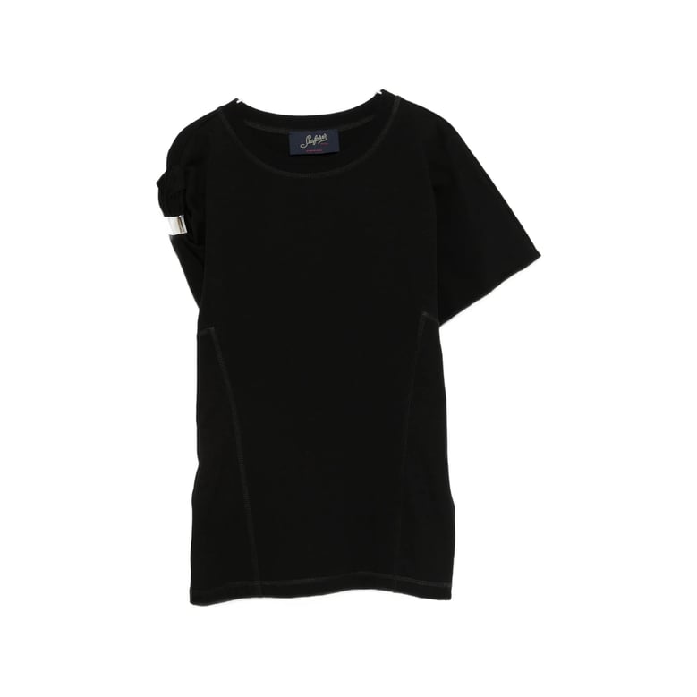 black short-sleeve t-shirt with tonal stitching by Selfnex
