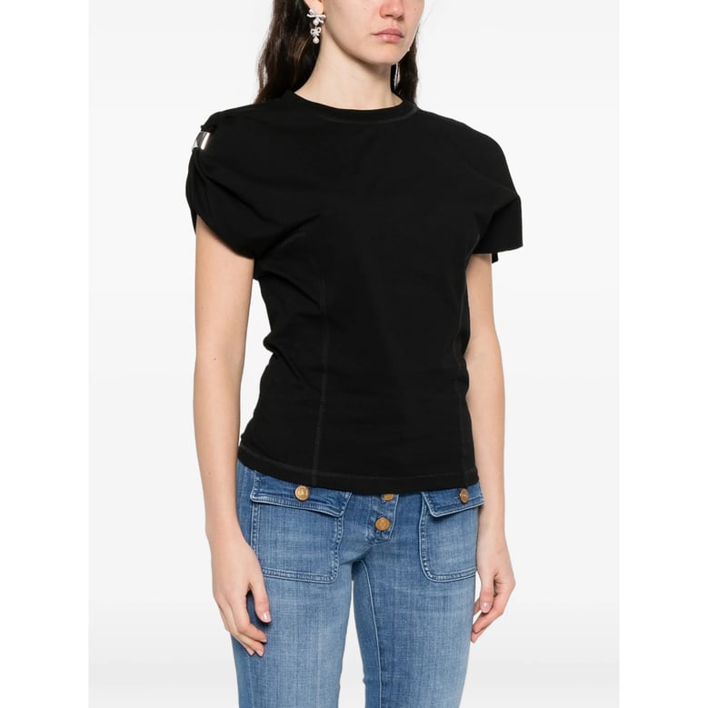 black short-sleeve t-shirt with tonal stitching by Selfnex