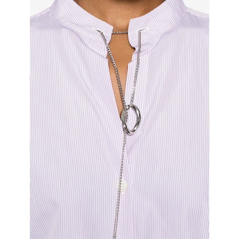 striped pink round neck shirt by Selfnex