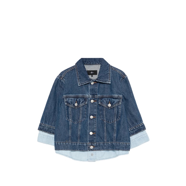 blue layered design button up outerwear by Selfnex