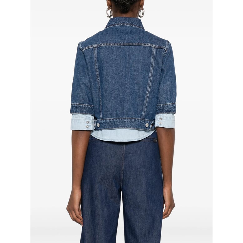 blue layered design button up outerwear by Selfnex