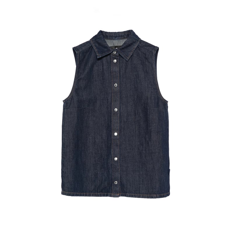 sleeveless snap-button shirt blue by Selfnex