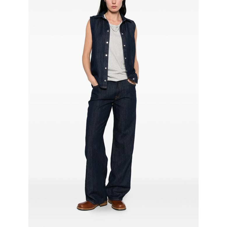 sleeveless snap-button shirt blue by Selfnex