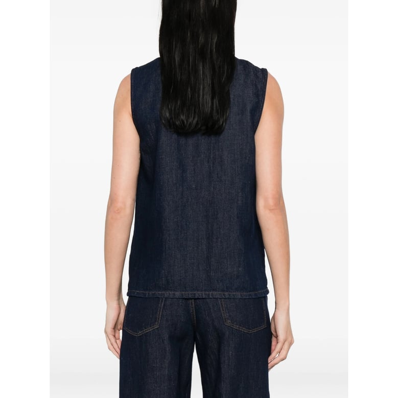 sleeveless snap-button shirt blue by Selfnex